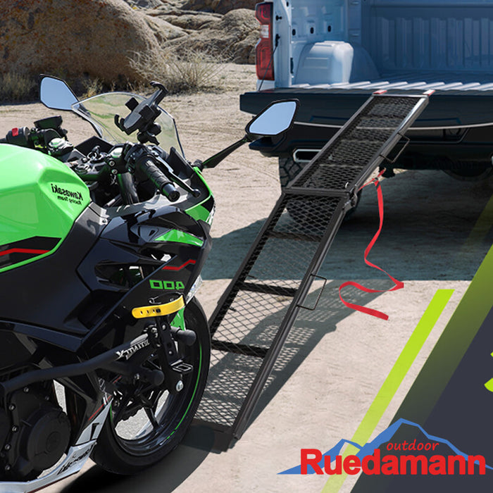 Ruedamann ®スチール製バイク用スロープ長さ203cm*幅28cm キャラバン ラダーレール耐荷重 360kg １本